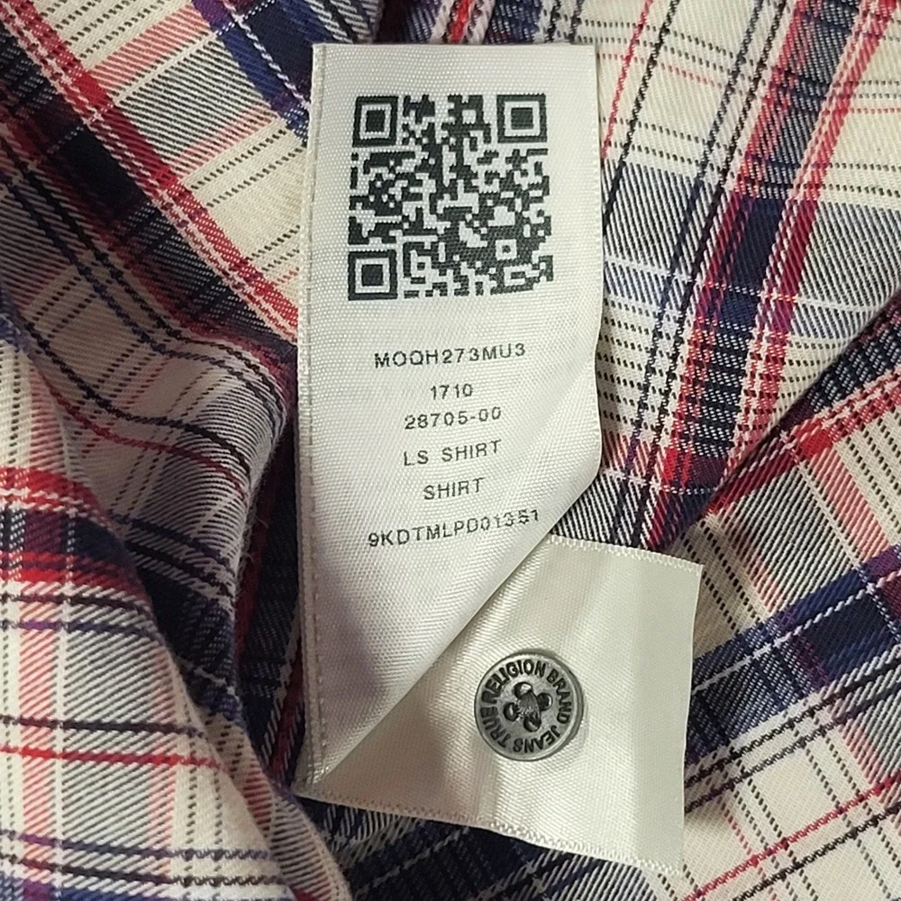 True Religion Men's Multicolor Plaid Long Sleeve Western Snap T-Shirt Size XXL